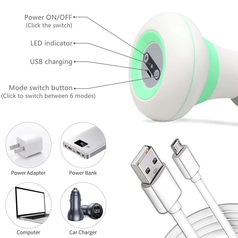 Portable Electric Full-Body Muscle Massager, Powerful 6 Speed Modes,USB