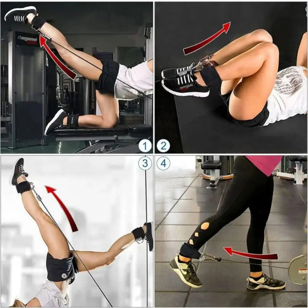 Fitness Ankle Straps Adjustable D-Ring Support Cuffs Gym Leg Strength