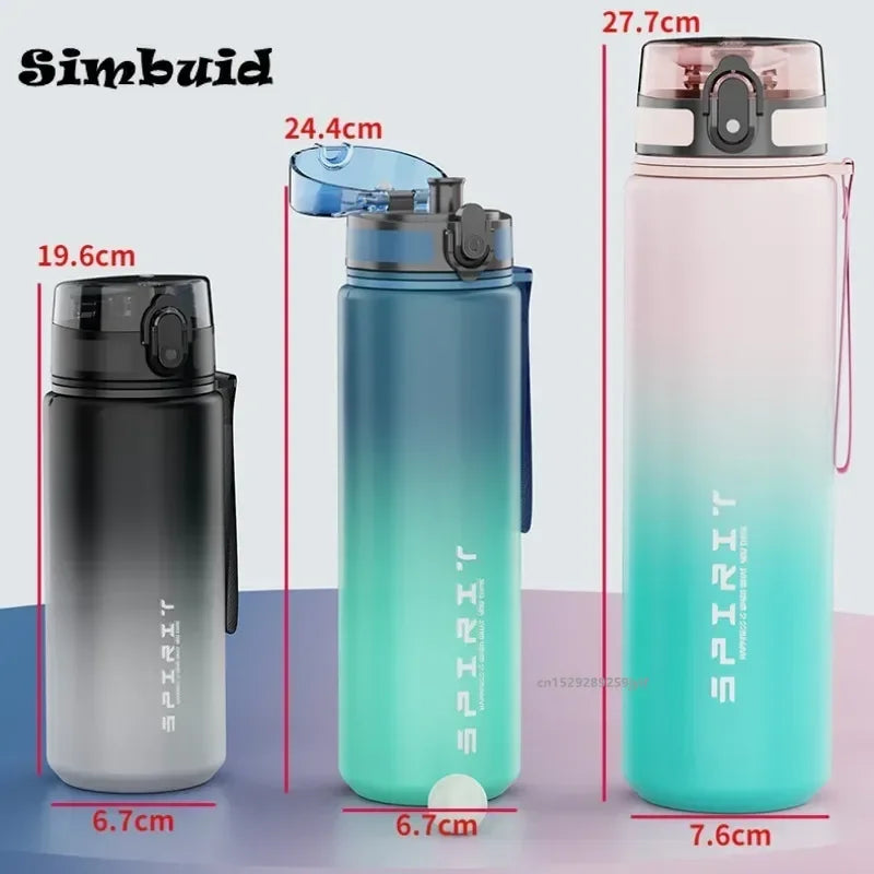 1 Liter Large Capacity Sports Water Bottle Leak Proof Colorful Plastic
