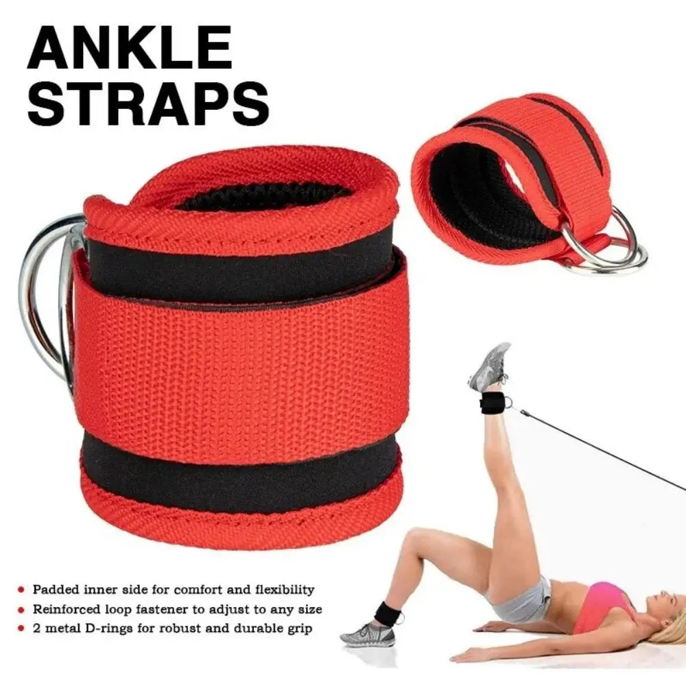 Fitness Ankle Straps Adjustable D-Ring Support Cuffs Gym Leg Strength