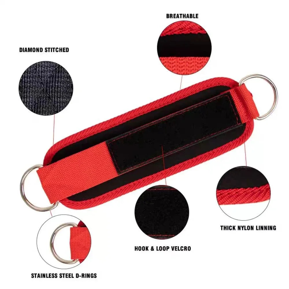 Fitness Ankle Straps Adjustable D-Ring Support Cuffs Gym Leg Strength