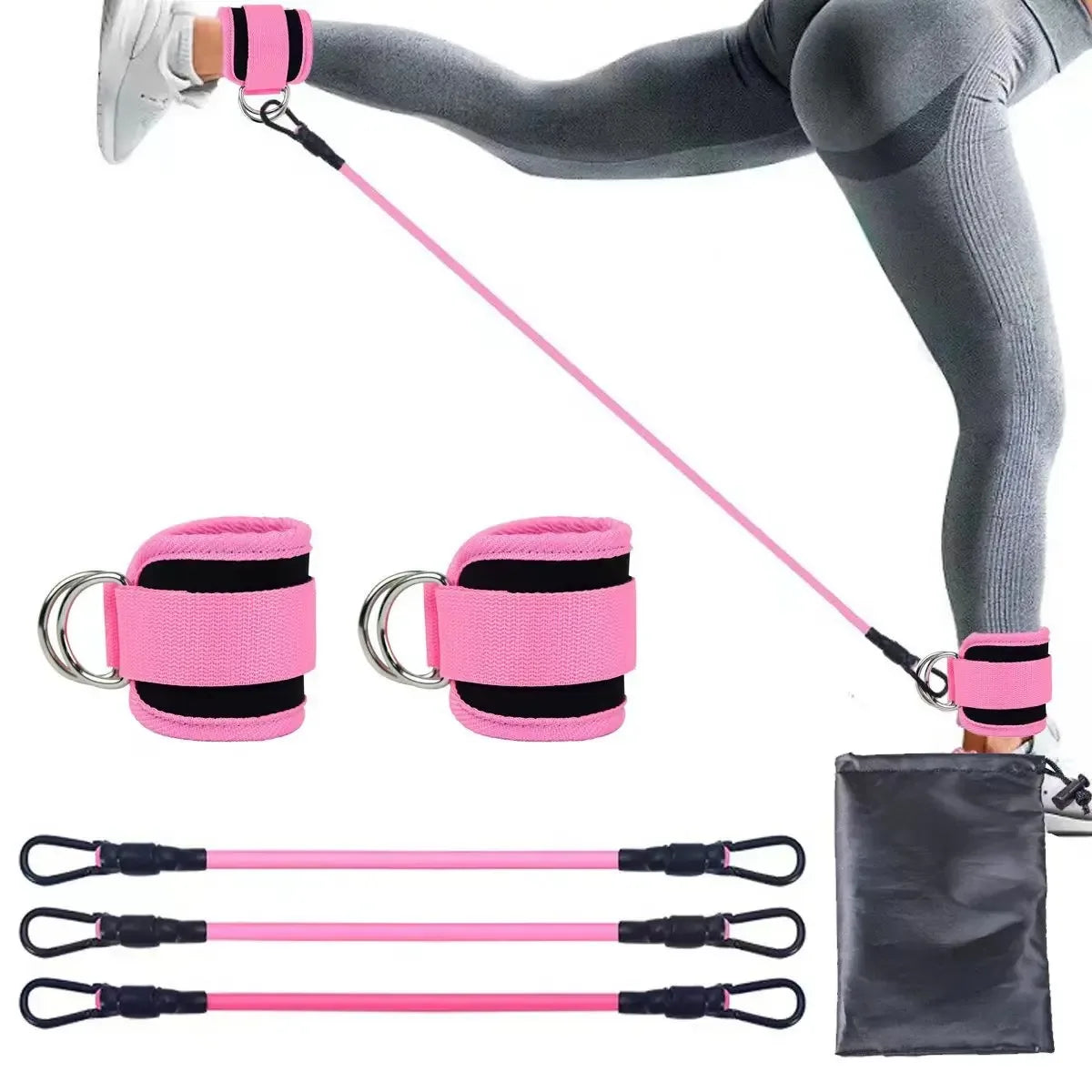 Ankle Strap Resistance Bands - Hip & Leg Strength Training for Home & Gym