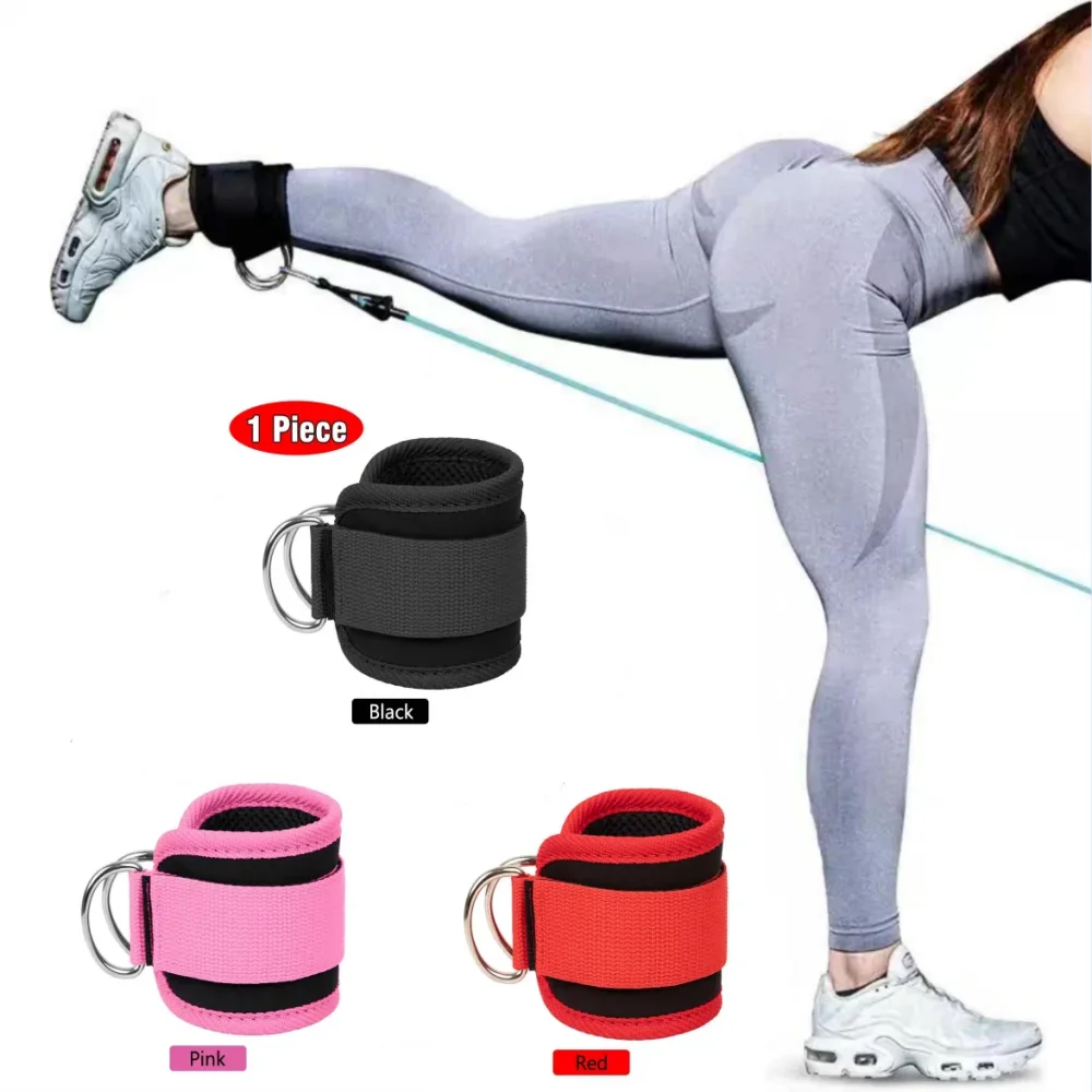 Fitness Ankle Straps Adjustable D-Ring Support Cuffs Gym Leg Strength
