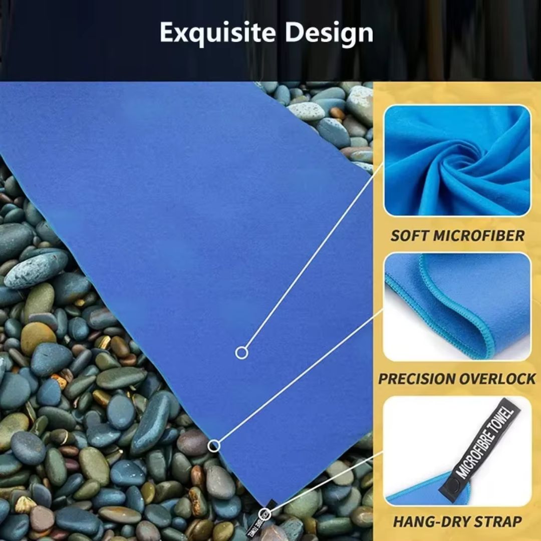 Quick-Dry Microfiber Gym Towel | Sports & Fitness Towel with Storage Bag